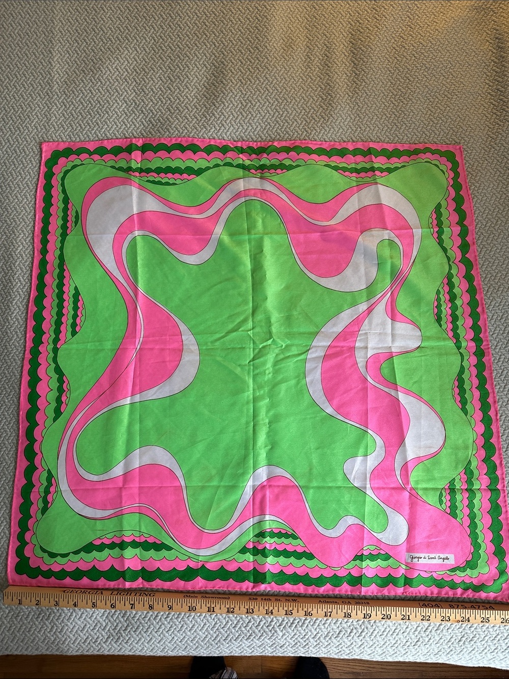 Green and Pink Women's Fashion Scarf - Vibrant Swirl Print - Picture 11 of 16